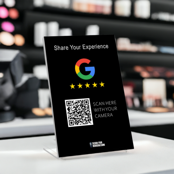 Google Review QR Code Share your experience Vertical Stand Black - Image 2