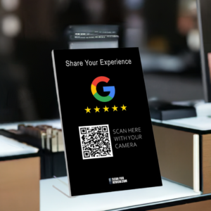 Google Review QR Code Share Your Experience Vertical Stand Black Edited_3