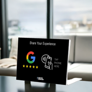 Horizontal NFC Google Review Stand Share Your Experience Black Background For Iphone Android Edited_4