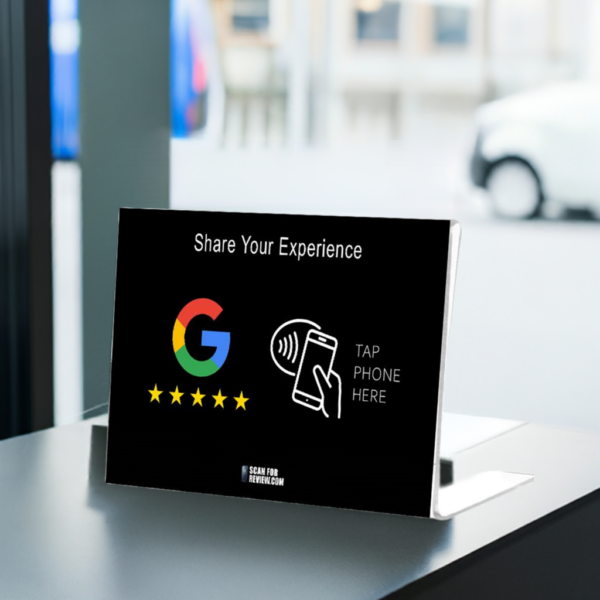 Horizontal NFC Google Review Stand - Share Your Experience - Black Background For Iphone & Android - Image 2