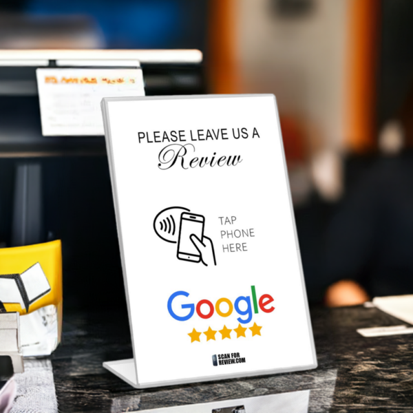 Please Leave A Google Review Stand NFC Scan - 4x6 inches - White Background - Image 3