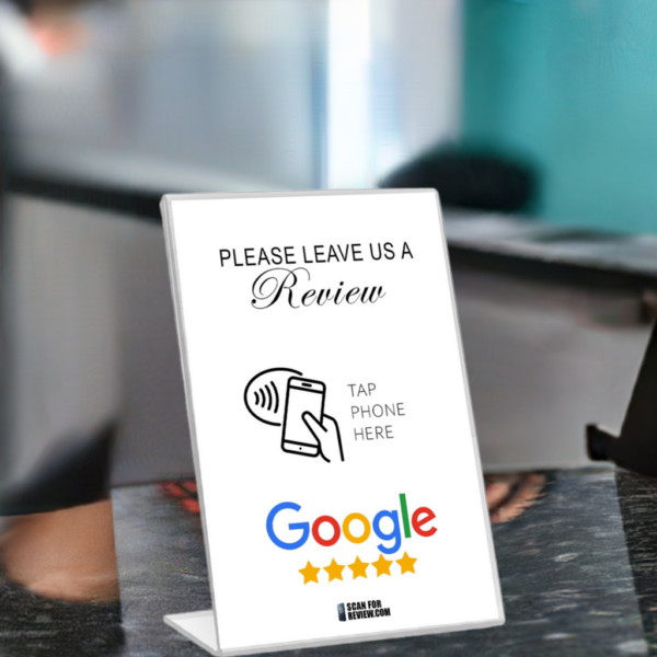 Please Leave A Google Review Stand NFC Scan - 4x6 inches - White Background - Image 4