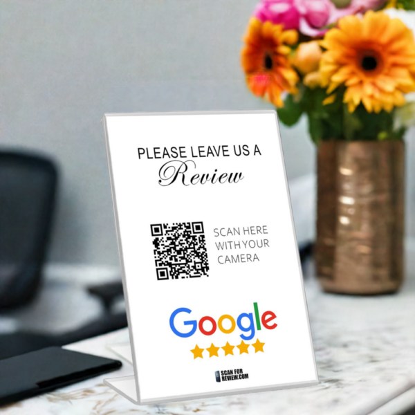 Please Leave Us A Review Google QR Code on A Stand (White) - Image 4