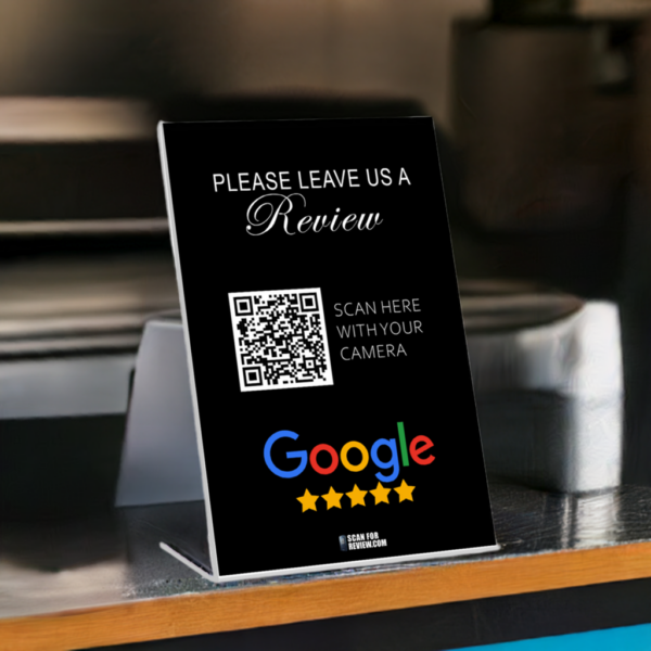 Please Leave Us A Review Google QR Code on A Stand (Black) - Image 4