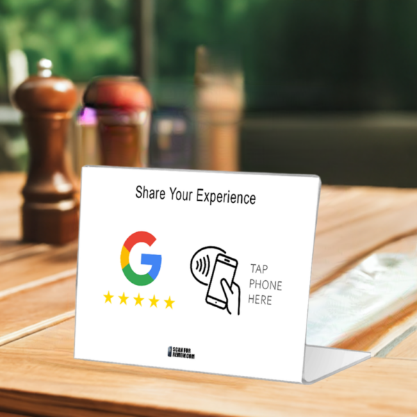 Horizontal NFC Google Review Stand - Share Your Experience - White Background For Iphone & Android - Image 4
