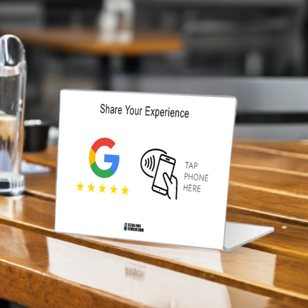 Horizontal NFC Google Review Stand - Share Your Experience - White Background For Iphone & Android - Image 3