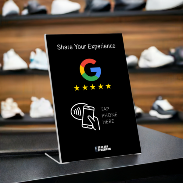 Vertical NFC Google Review Stand - Share Your Experience - Black Background For Iphone & Android - Image 2