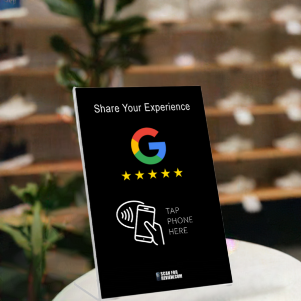 Vertical NFC Google Review Stand - Share Your Experience - Black Background For Iphone & Android - Image 4
