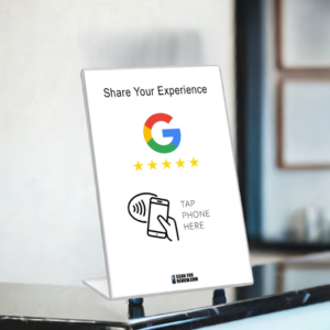 Vertical NFC Google Review Stand Share Your Experience White Background For Iphone Android Edited_1