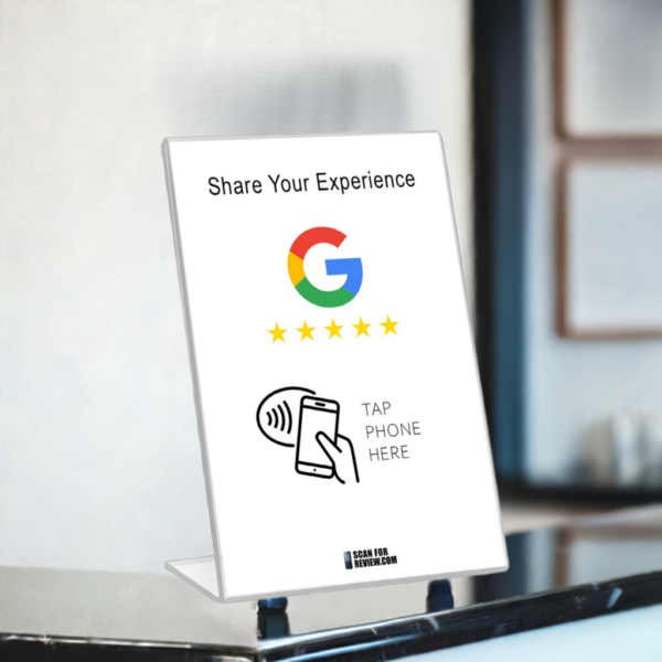 Vertical NFC Google Review Stand - Share Your Experience - White Background For Iphone & Android - Image 4