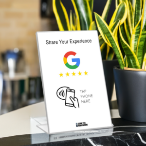 Vertical NFC Google Review Stand Share Your Experience White Background For Iphone Android Edited_2
