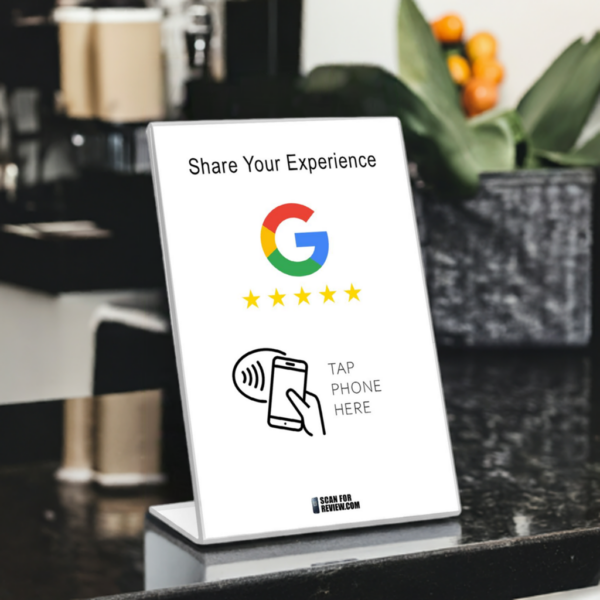 Vertical NFC Google Review Stand - Share Your Experience - White Background For Iphone & Android - Image 6