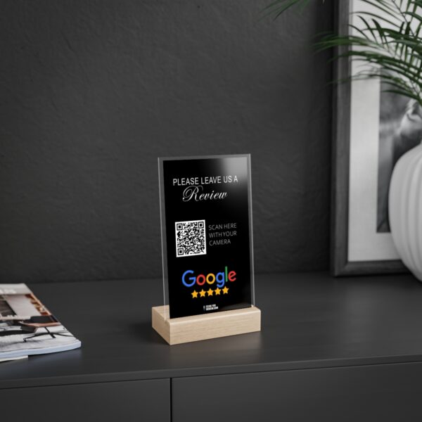 Acrylic Google Review Stand With Wooden Base - Image 3