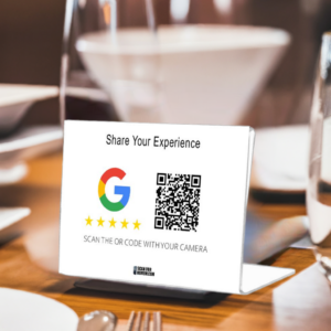 Google Review Sign On A Restaurant Table