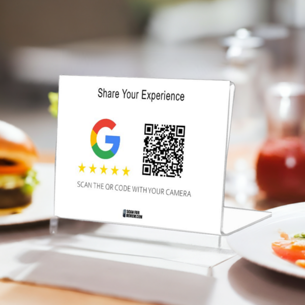 Google Review QR Code Share your experience Horizontal Stand White - Image 3