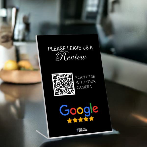 Please Leave Us A Review Google QR Code on A Stand (Black) - Image 3