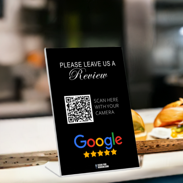 Please Leave Us A Review Google QR Code on A Stand (Black) - Image 2