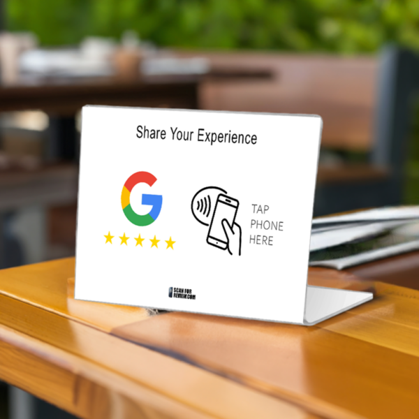 Horizontal NFC Google Review Stand - Share Your Experience - White Background For Iphone & Android - Image 2