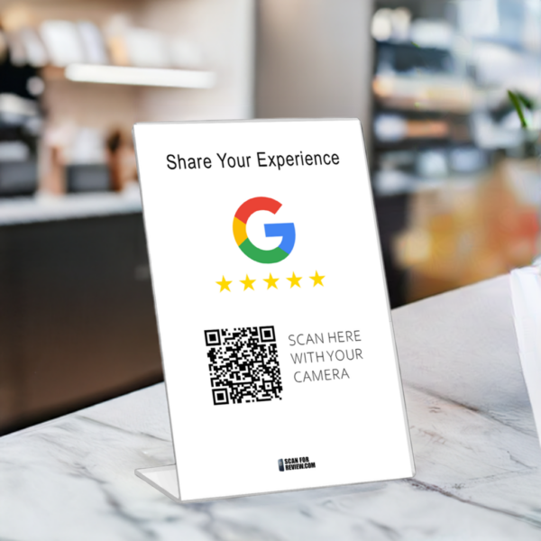 Google Review QR Code Share your experience Vertical Stand White - Image 3
