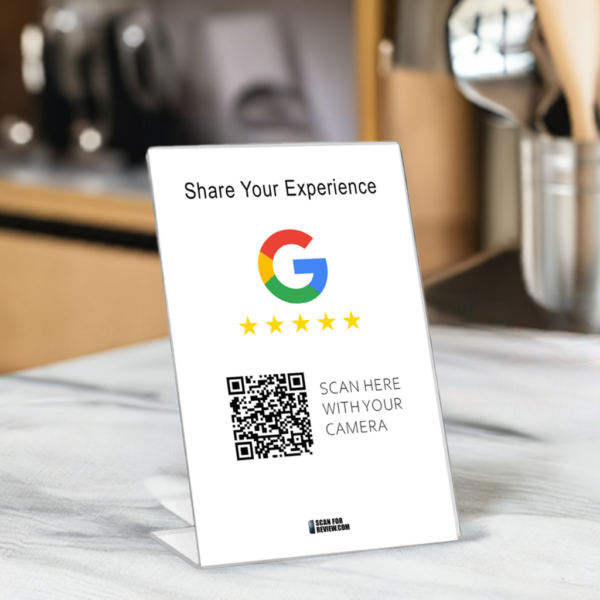 Google Review QR Code Share your experience Vertical Stand White - Image 2
