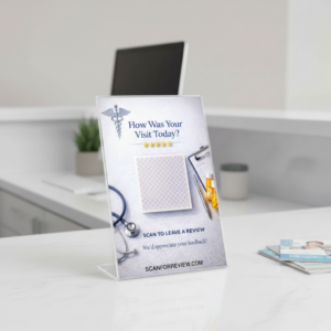 qr code Google review stand for medical doctors office