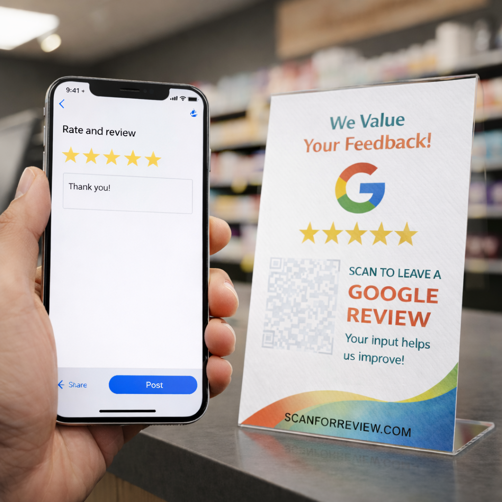 Please Rate Us – Google Review QR Code Stand – Tabletop Display - Image 2