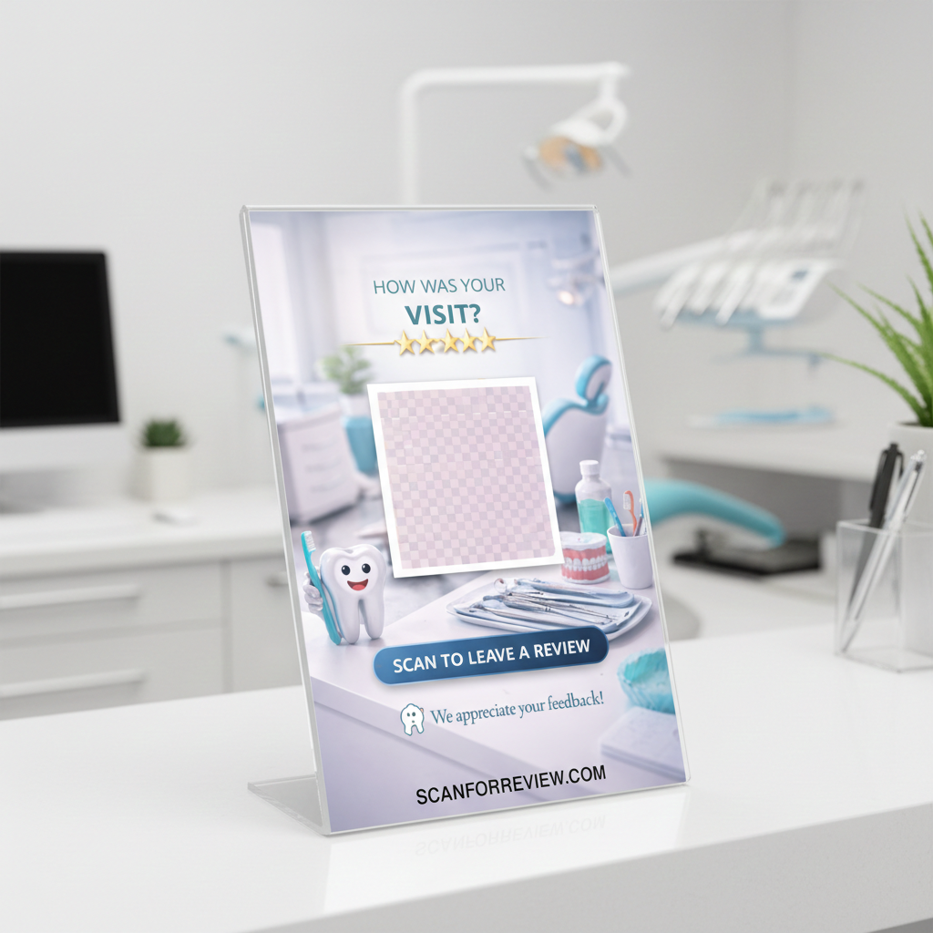 Leave Us a Review – Google Review Sign for Dentist – Tabletop Display