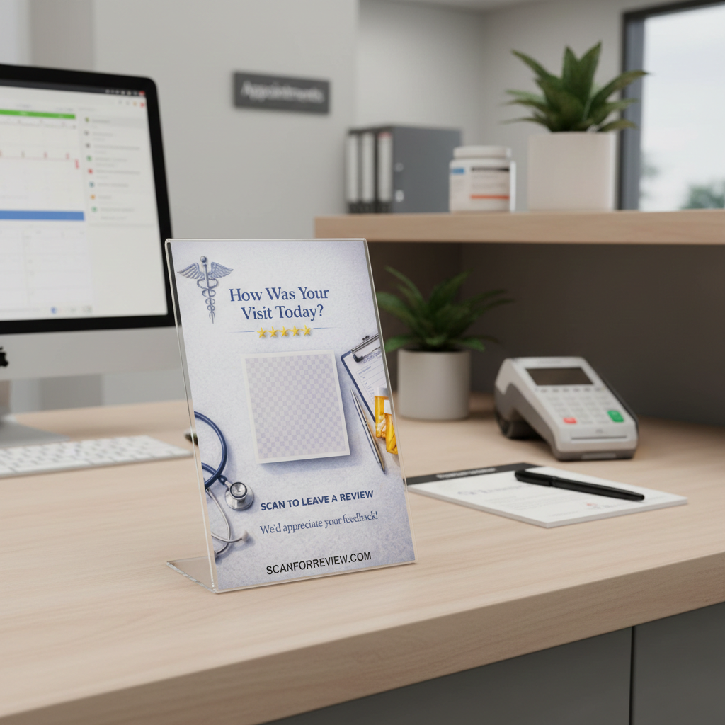 Review Us on Google – Google Review QR Code Sign for Doctors-Office – Vertical Acrylic Stand - Image 3