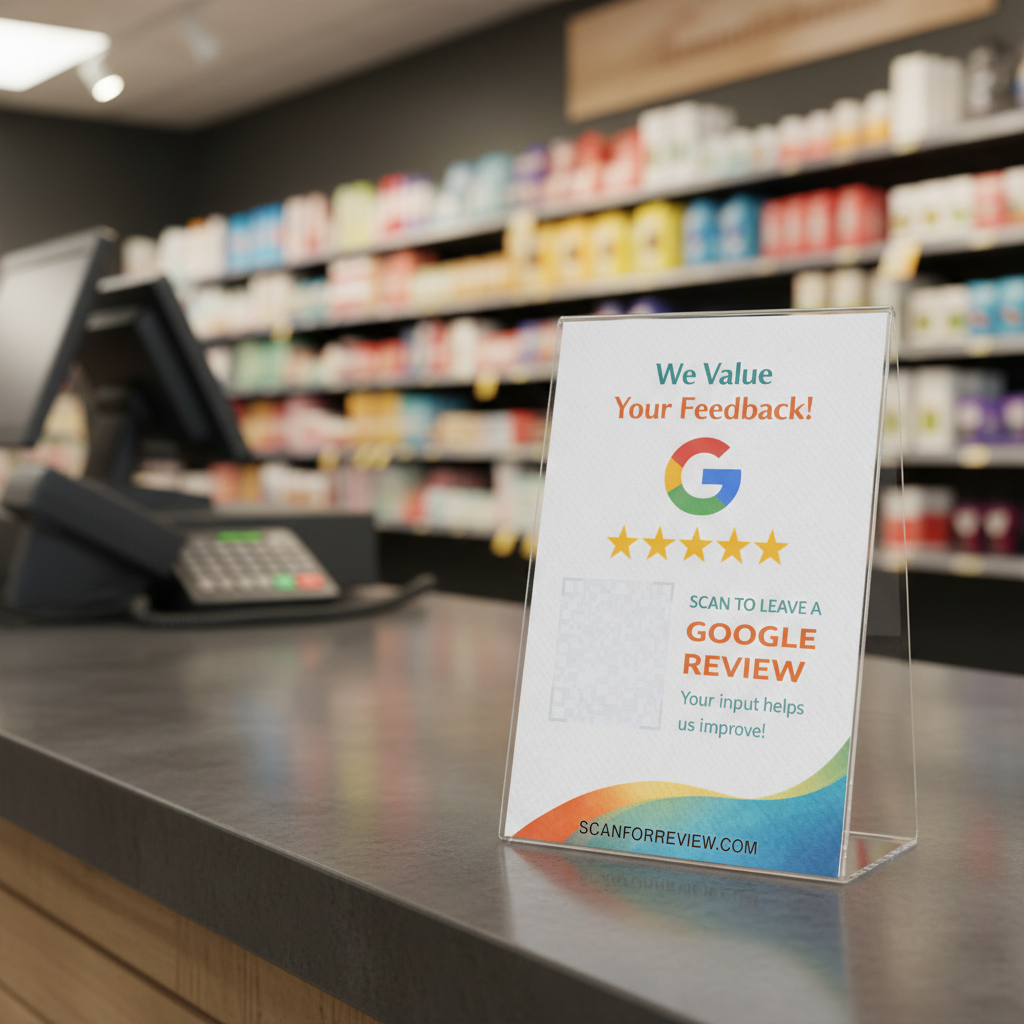 Please Rate Us – Google Review QR Code Stand – Tabletop Display