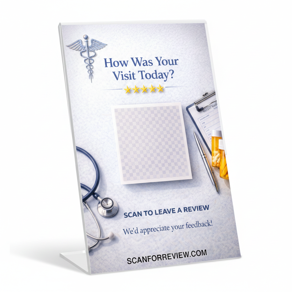 Review Us on Google – Google Review QR Code Sign for Doctors-Office – Vertical Acrylic Stand - Image 4
