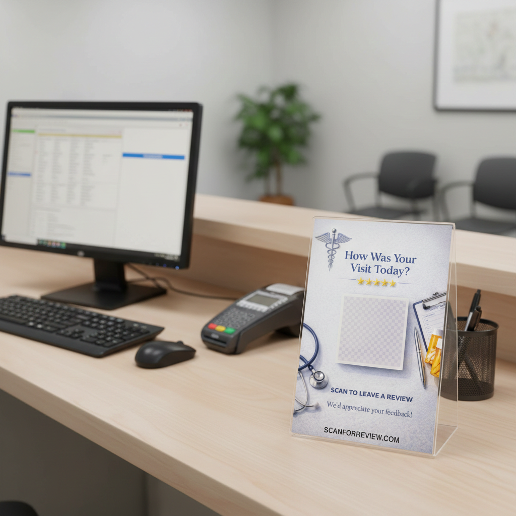 Review Us on Google – Google Review QR Code Sign for Doctors-Office – Vertical Acrylic Stand - Image 2