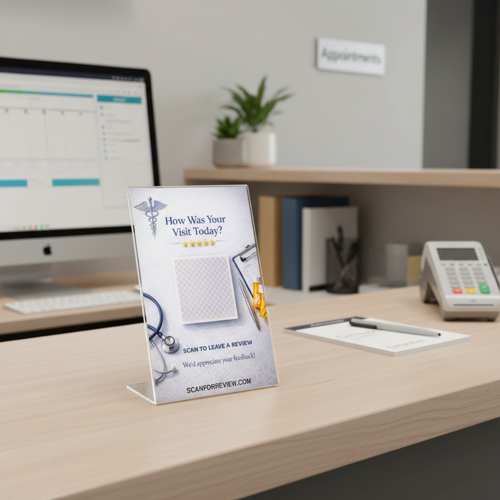 Review Us on Google – Google Review QR Code Sign for Doctors-Office – Vertical Acrylic Stand - Image 9