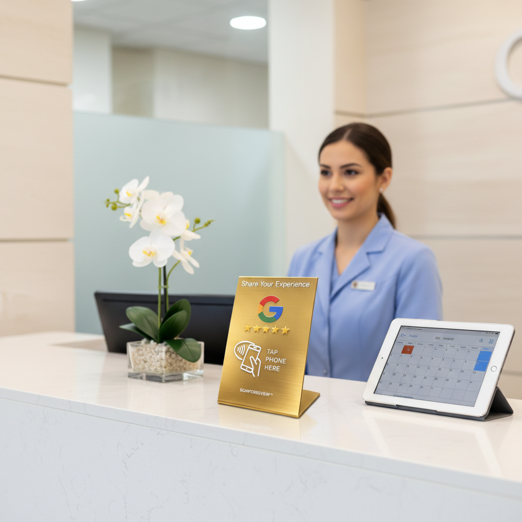 Gold NFC Google Review Stand - Premium Tap to Review Display | ScanForReview - Image 2