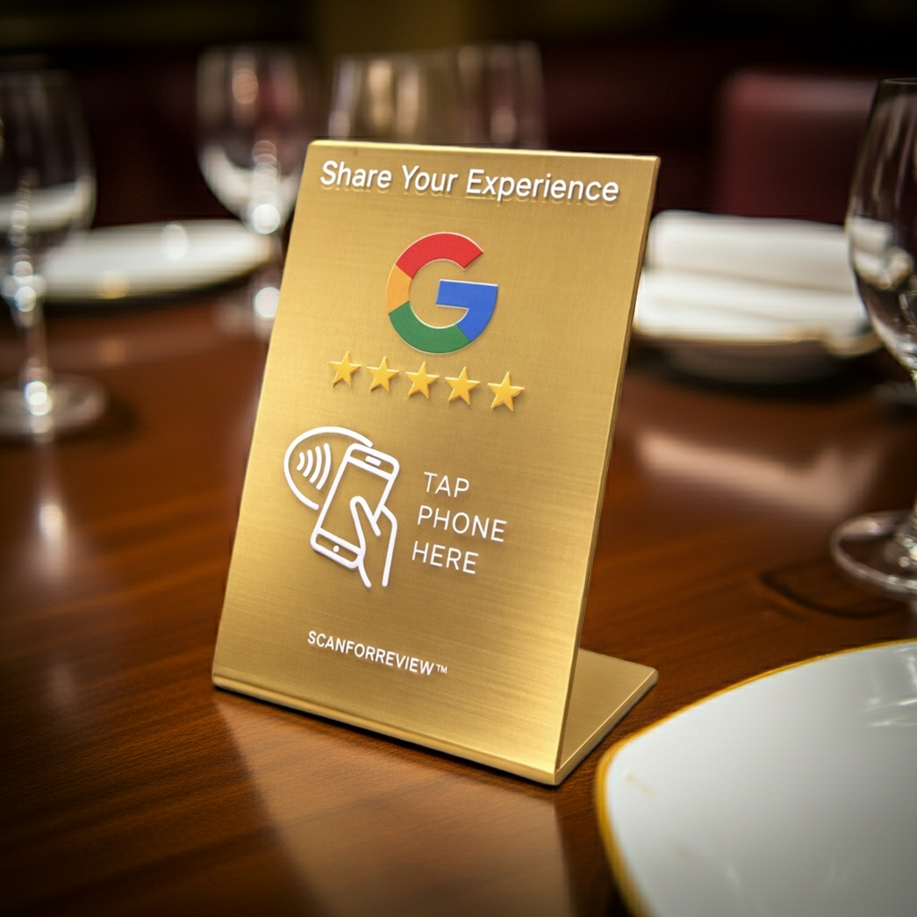 Gold NFC Google Review Stand - Premium Tap to Review Display | ScanForReview - Image 3