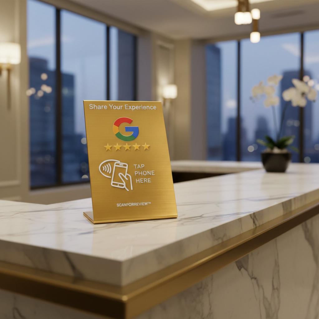 Gold NFC Google Review Stand - Premium Tap to Review Display | ScanForReview - Image 4