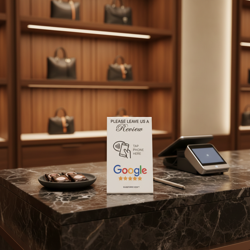 White NFC Google Review Stand - Image 4