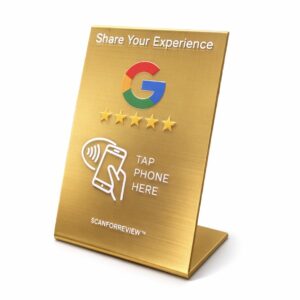 Gold NFC Google Review Stand - Premium Tap to Review Display | ScanForReview