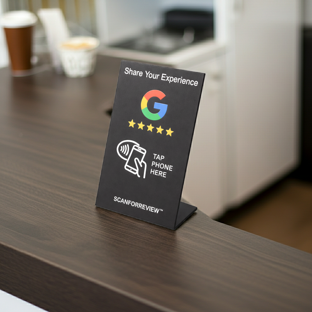Black NFC Google Review Stand Tap to Leave a Review | ScanForReview - Image 10