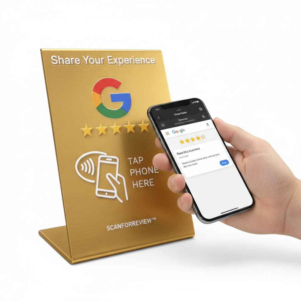 Gold NFC Google Review Stand - Premium Tap to Review Display | ScanForReview - Image 7
