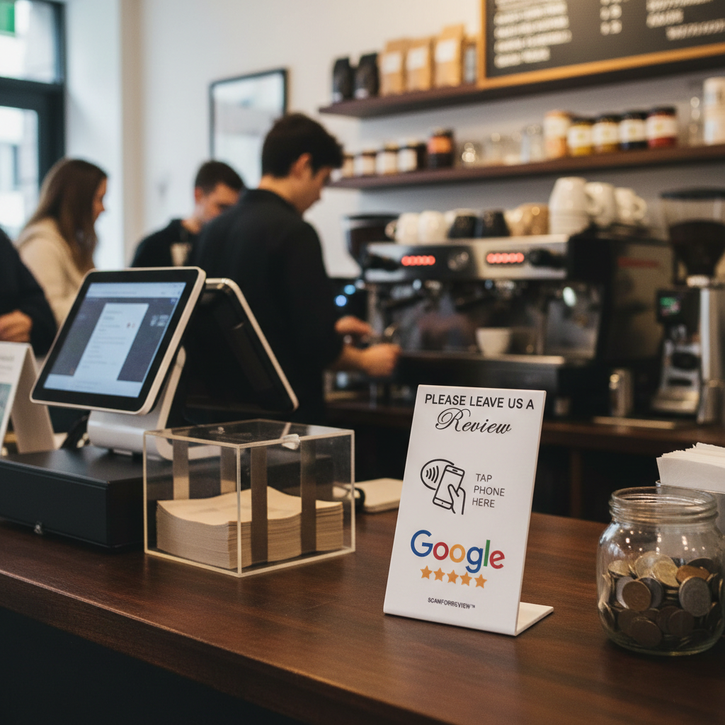 White NFC Google Review Stand - Image 5