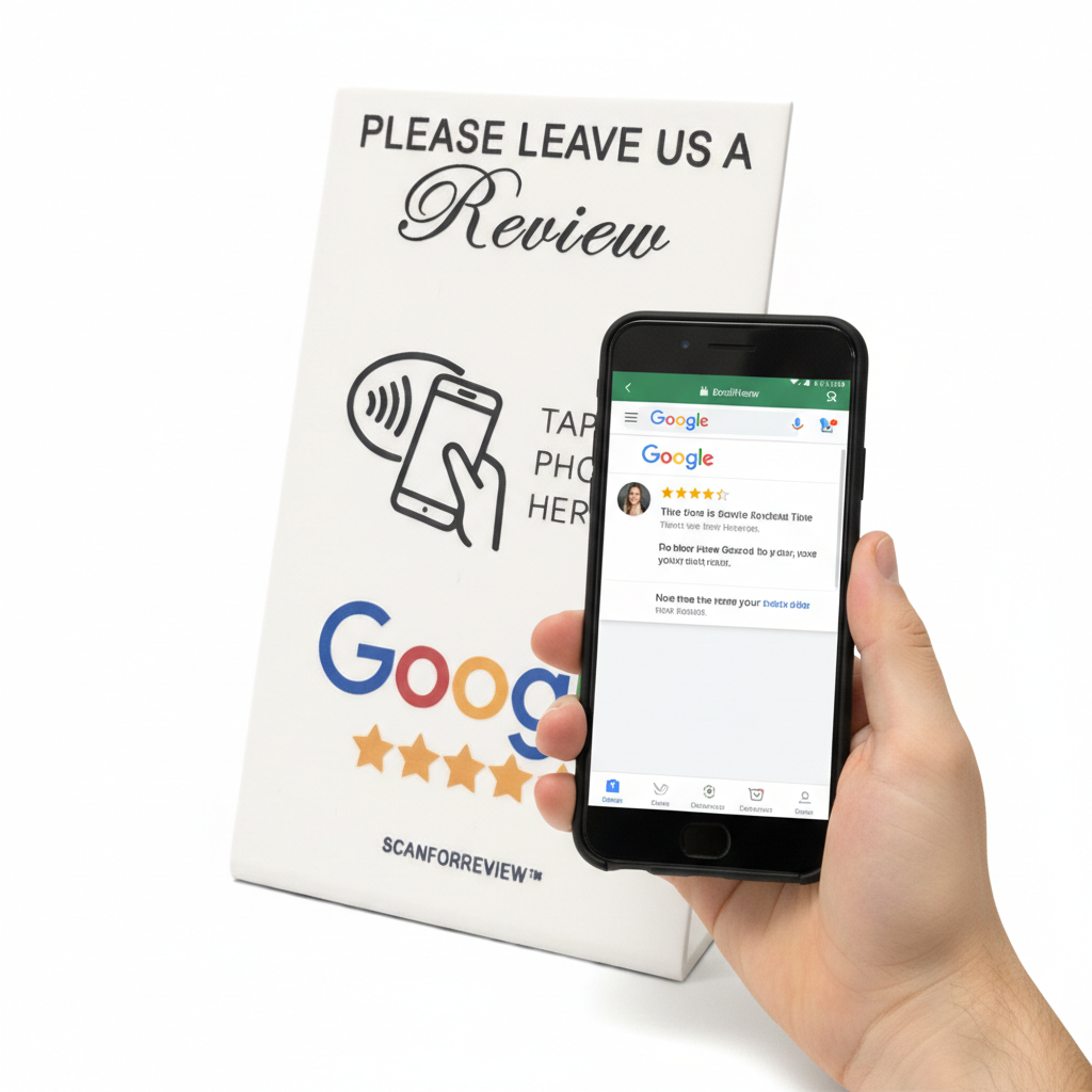 White NFC Google Review Stand - Image 6