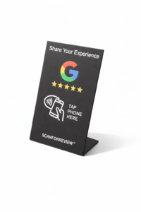 Black NFC Google Review Stand Tap to Leave a Review | ScanForReview