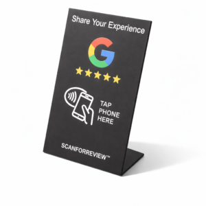 Black NFC Google Review Stand Tap to Leave a Review | ScanForReview