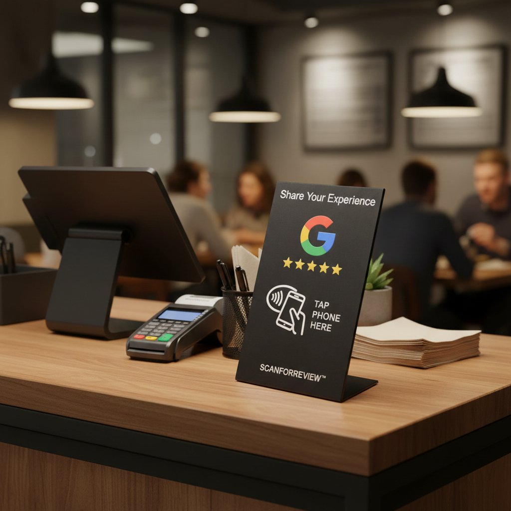 Black NFC Google Review Stand Tap to Leave a Review | ScanForReview - Image 7