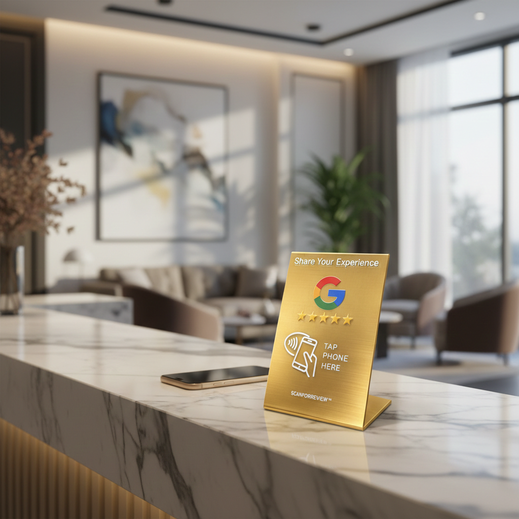 Gold NFC Google Review Stand - Premium Tap to Review Display | ScanForReview - Image 9