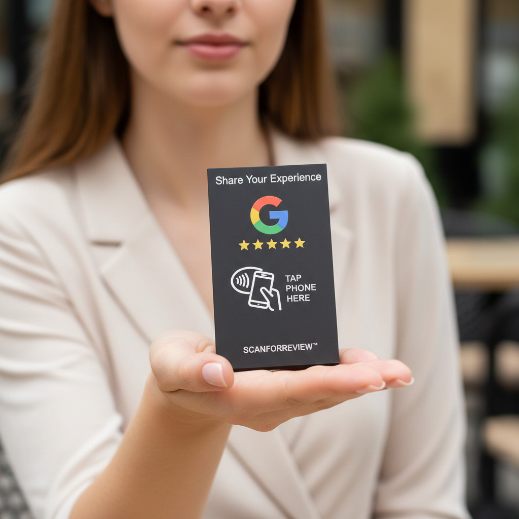 Black NFC Google Review Stand Tap to Leave a Review | ScanForReview - Image 5