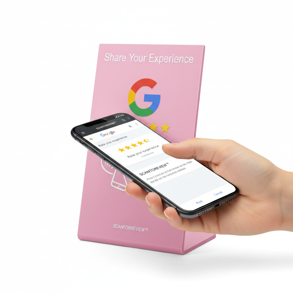 Pink NFC Google Review Stand - Image 3