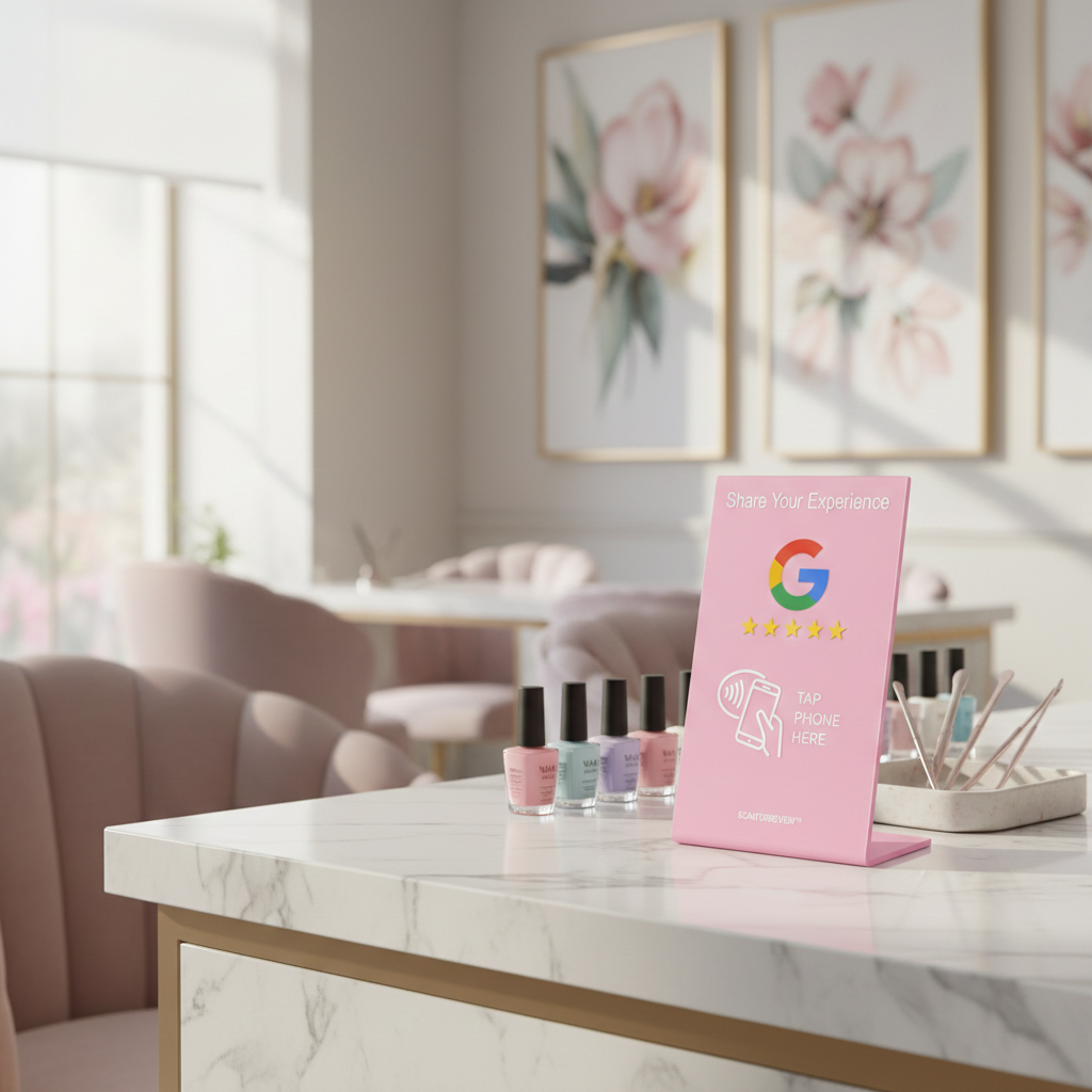 Pink NFC Google Review Stand - Image 4
