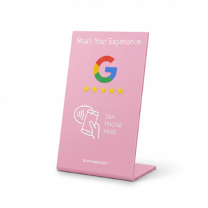 Pink NFC Google Review Stand