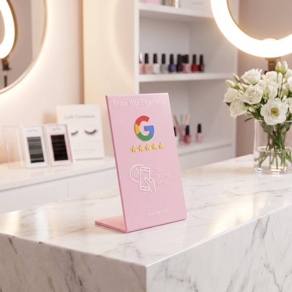 Pink NFC Google Review Stand - Image 7